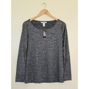 White House Black Market Wide Scoop Neck Tee Womens Size Small Metallic